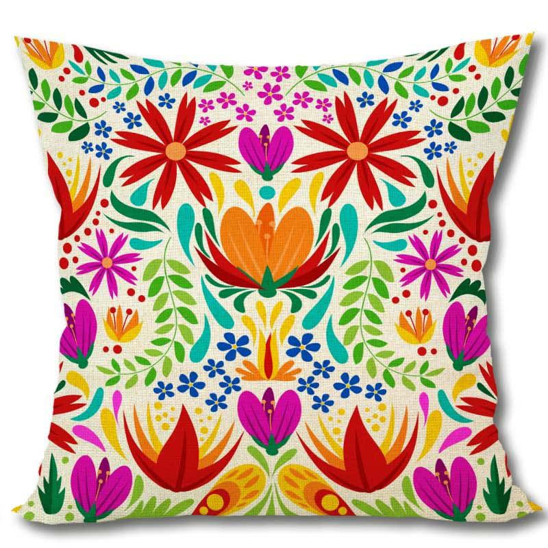 Home Decor Colorful Floral Pattern Throw Pillow Covers Pattern Cushion Cover Suitable For Sofa Bedroom Car Pillow Cover