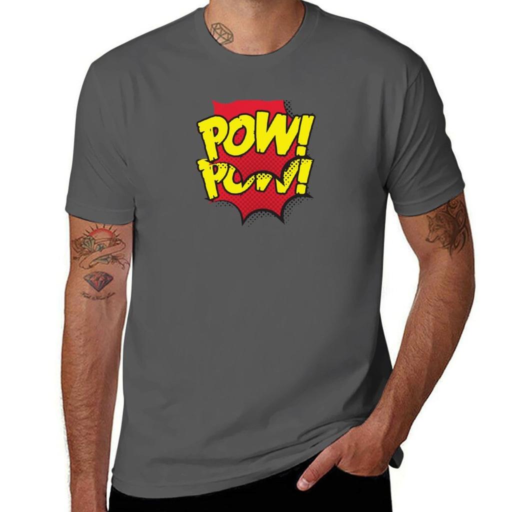 POW POW Comic Bubbles TShirt T Shirts for Man Pack Cotton G Man T Shirts for Men TShirt