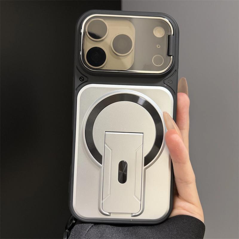 Fold Stand Magnetic Armor Case for 17 Air 16 15 14 Plus 13 12 11 Pro Max For Magsafe Camera Holder Lens Protection Cover