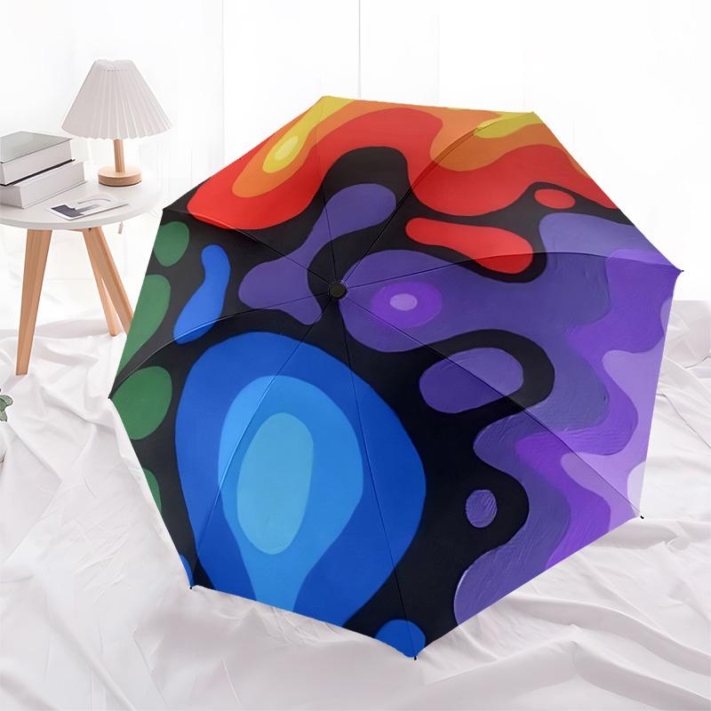 1pc Abstract Colors Automatic Open/close Folding Compact Umbrella, 8-Rib Sturdy Canopy, Lightweight Portable, Everyday Use, Gift, Outdoor Umbrella, Tr