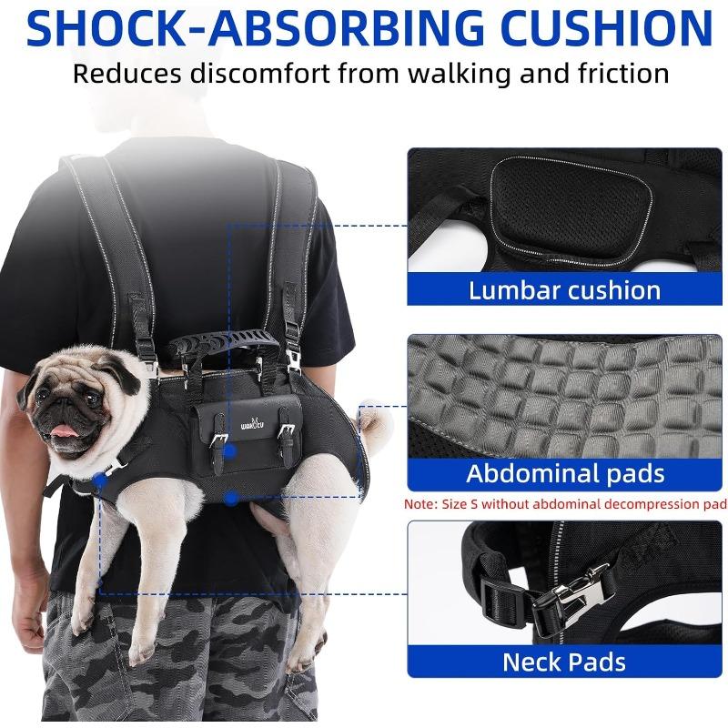 Hunderucksack-Träger für Hunde, Hunde-Hebegeschirr, Verstellbare gepolsterte atmungsaktive Gurte für Hunde mit Behinderungen, Gelenkverletzungen, Arthritis,S