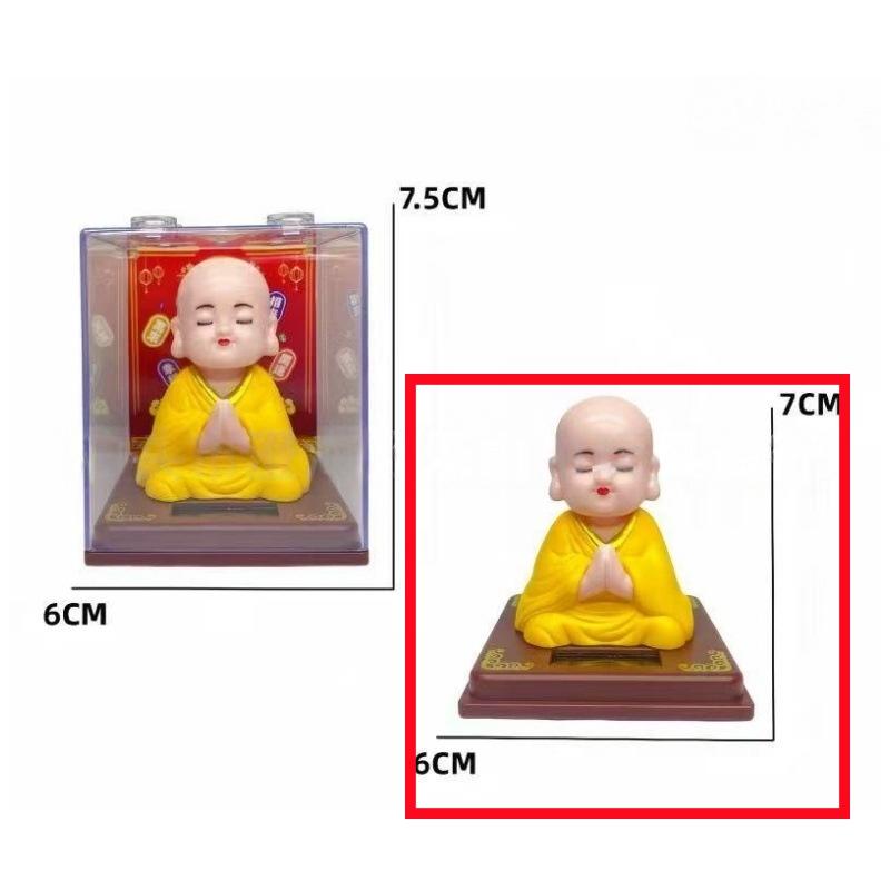 1Pcs Auto Shaking Little Monk Car Interior Accessories Toy Mini Solar Powered Little Monk Car Ornament Desktop Office Decoration