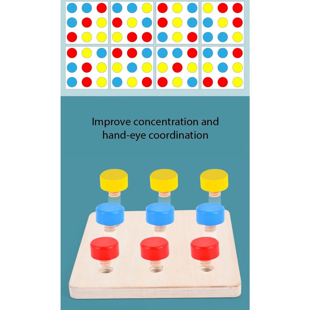 Wooden Tighten The Screws Matching Challenge Table Game Montessori Color Number Cognition Pairing Puzzle Educational Toy Gifts