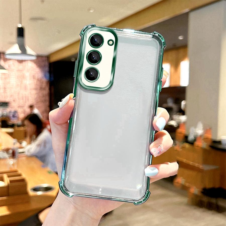 Airbag Shookproof Lens Case For Samsung Galaxy S20 S21 S23 Ultra S24 FE S25 Plus Edge Note 9 10 20 Plating Silicone Clear Cover
