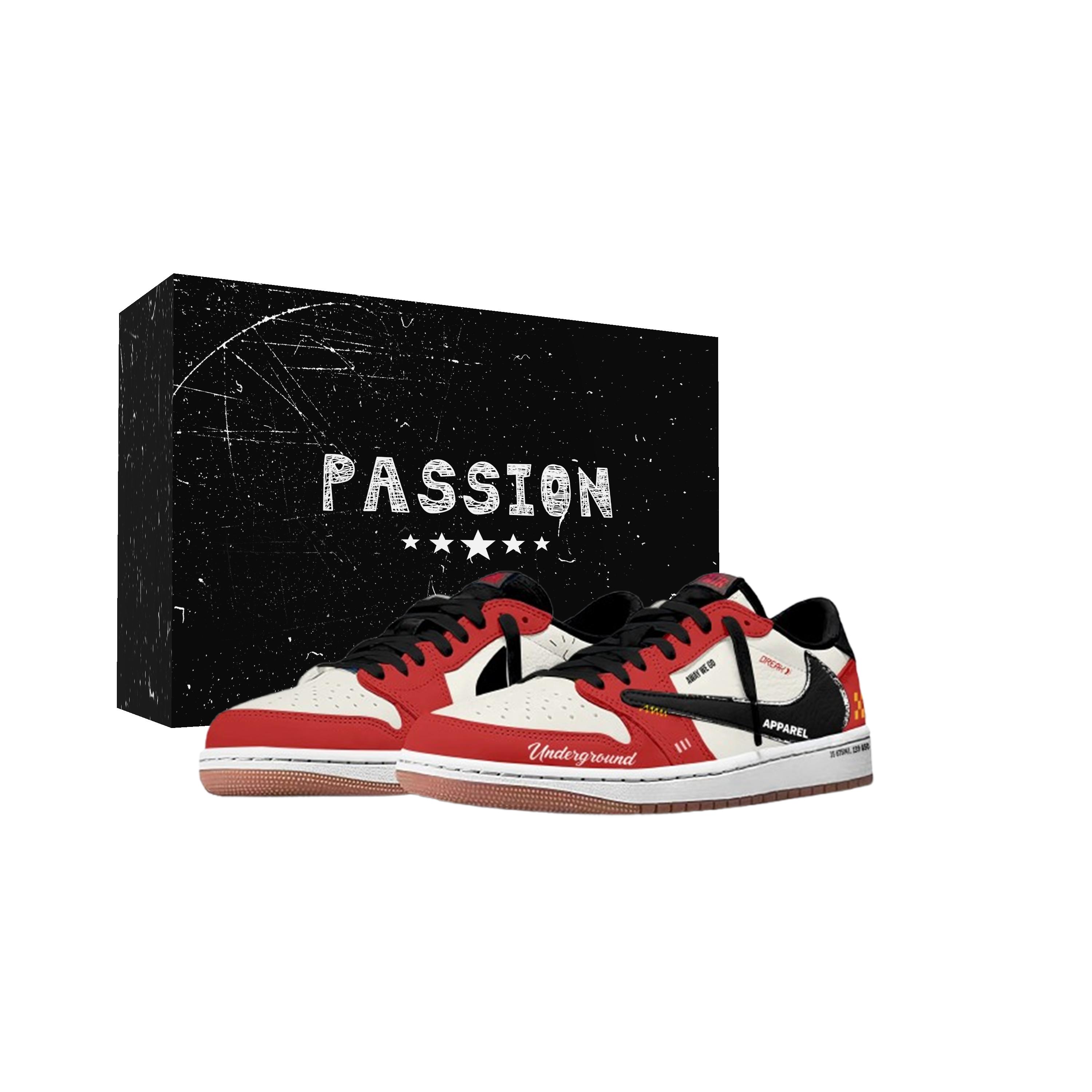 

Travis Scott X Jordan Air Jordan 1 Vintage Basketball Shoes Unisex Low Top White DZ4137-700(Team1282- 7.0) 43