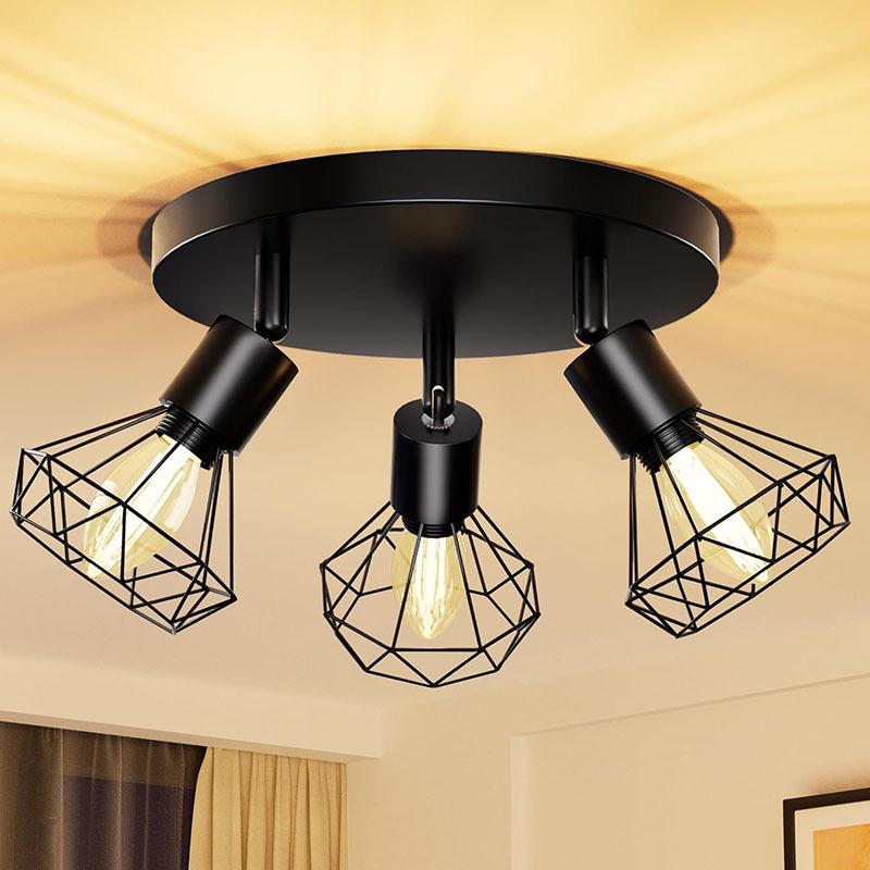 

3 Heads LED Ceiling Light 350° LED Ceiling Spotlight E14 Rotatable Black Kitchen Living Room Corridor Bedroom Lighting Fixtures black