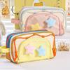 Cute Large Capacity Pencil Case for Kids Girl Jelly Color Five Point Star Stationery Organizer Portable Pen Bag Back To School