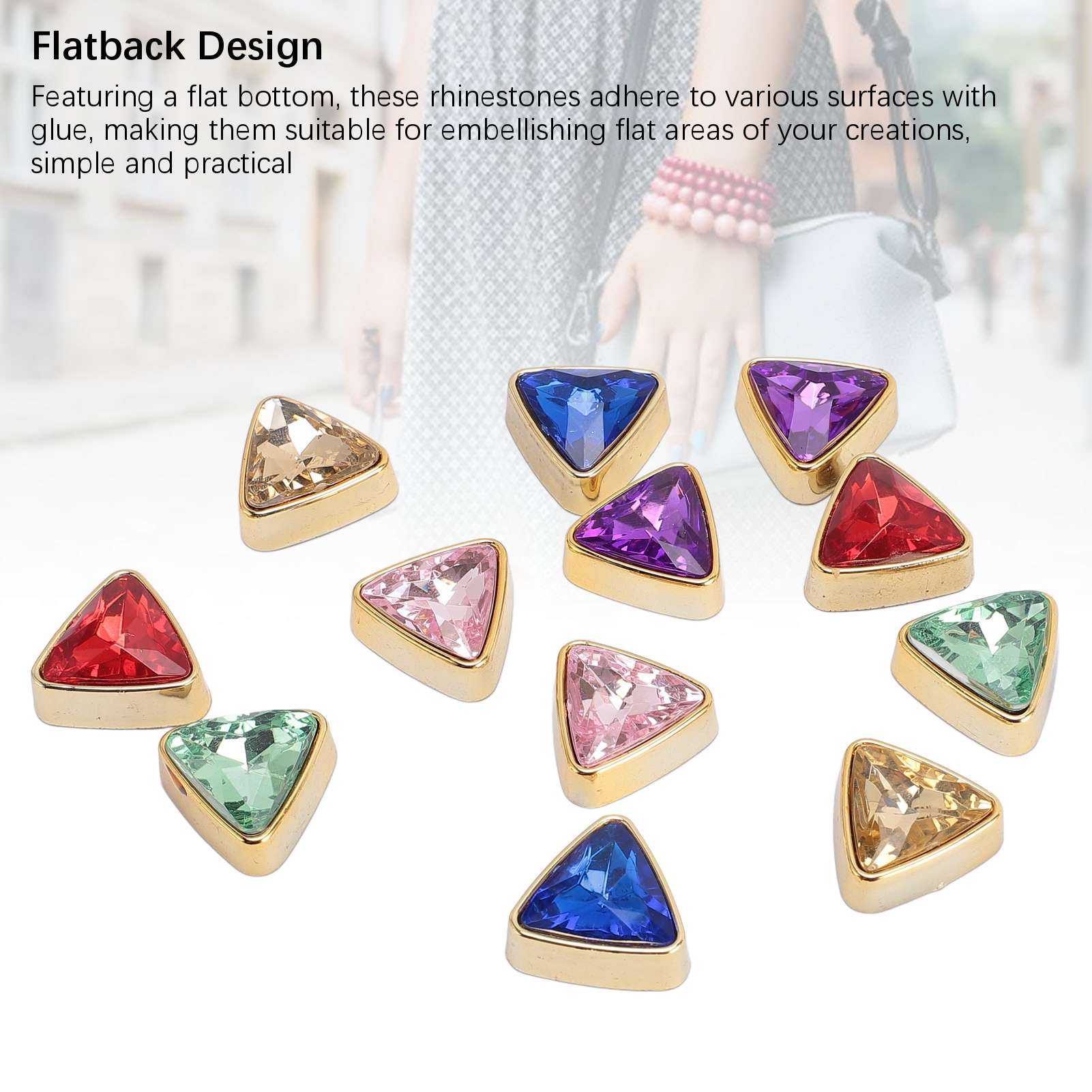 

12 штук треугольных стразов из АБС-пластика, разноцветные сверкающие украшения для одежды, рукоделия, изготовления ювелирных изделий