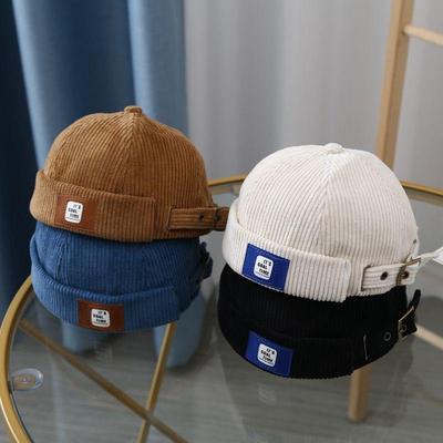 Berretto da Pescatore Senza Visiera in Velluto a Coste Retrò per Uomo Donna Monocolore Regolabile Berretto da Pescatore Proprietario Streetwear Hip Hop Cappelli Cappelli a Cupola