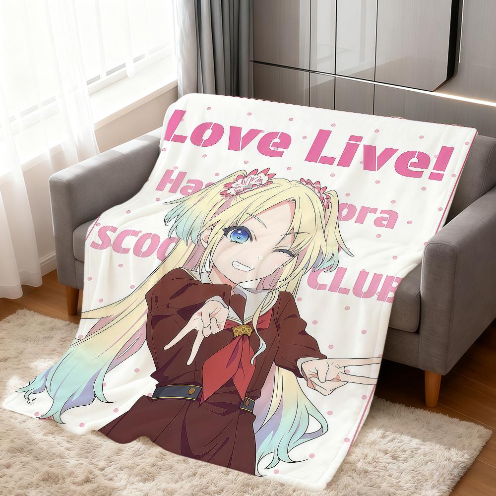 Anime Kawaii Art Girl Love L-live Soft Warm Plush Blanket for Dormitory Sofa Living Room Pet Hogar Bedroom Gift Nap Home Flannel