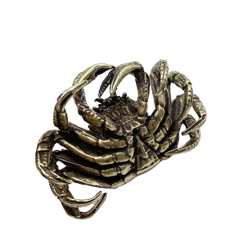 Antique Bronze Small Crab Statue Car Ornament Pure Brass Solid Animal Miniature Figurine Vintage Auto Decoration Accessories