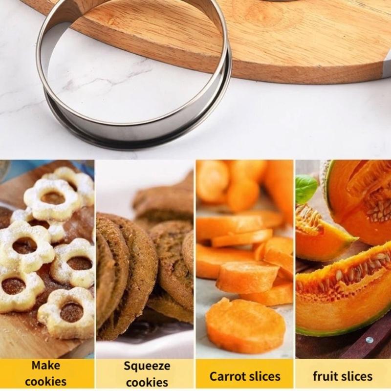 Stainless Steel Tarts Rings Double Edges Design, Safe Stable Baking Tool for Cakes and Dessert