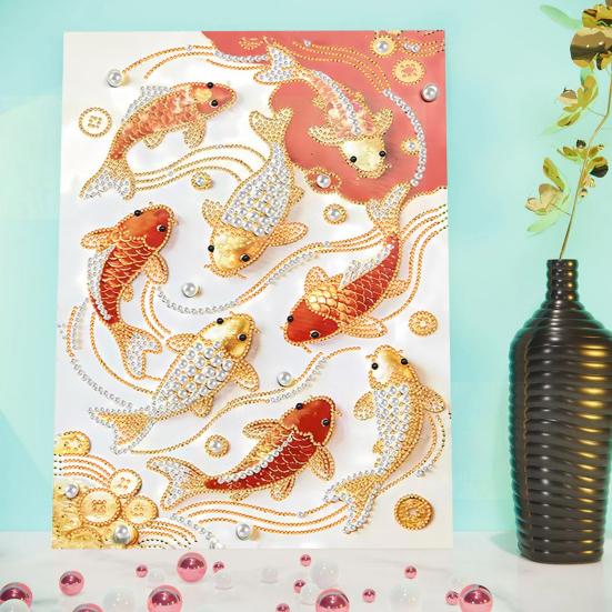 DIY Sada pro malování perličkami 3D plastová sada pro perličkové umění a řemesla Květinové a rybí vzory Perličkový umělecký projekt pro začátečníky i dospělé Domácí dekorace Slavnostní dárek