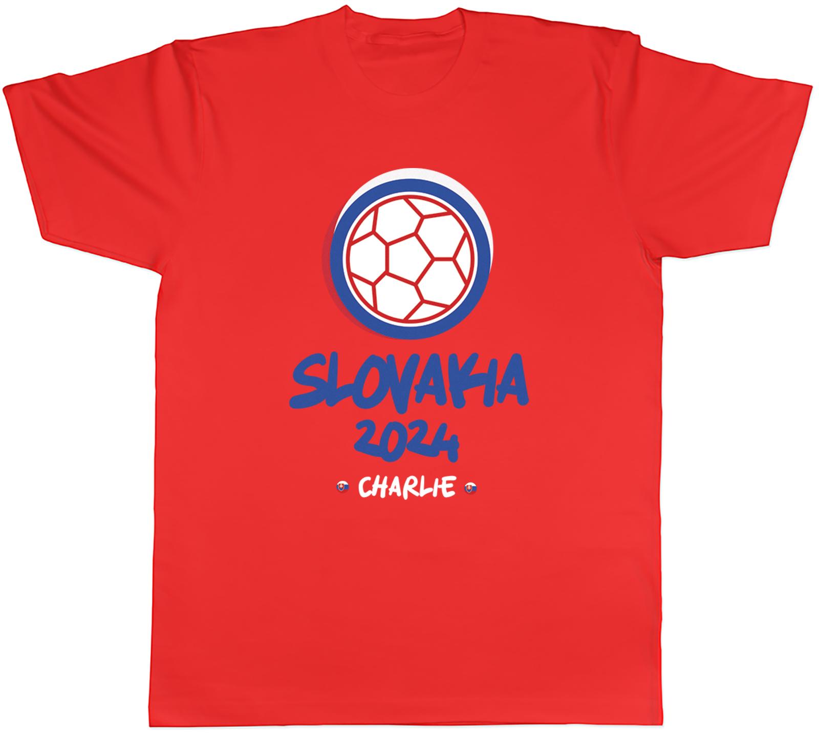 Personalised Slovakia 2024 Unisexs TShirt Football Soccer Supporter Fan Tee Gift S