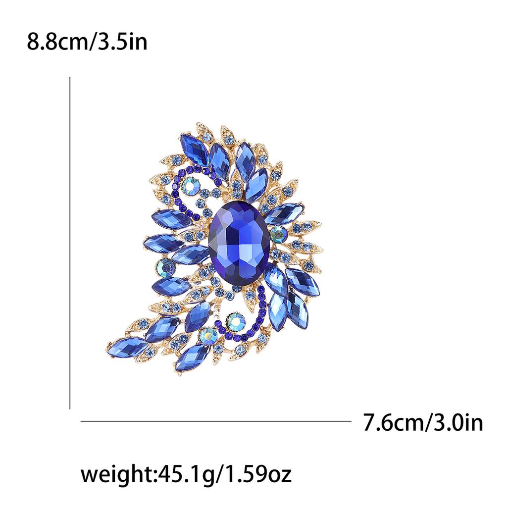 Africká slitina diamantová velká skleněná brož, luxusní jemná dámská obleková ozdoba na kabát a korsáž