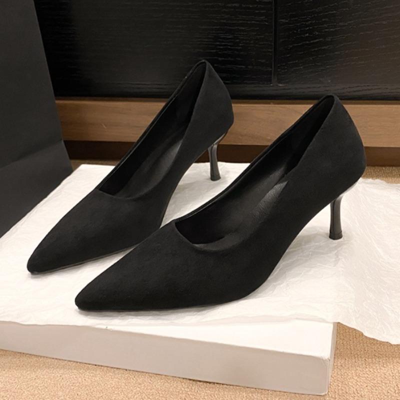 Fashion Mid Heels Women Pointed Toe Shoes Fashion Shallow Suede 2025 Autumn Shoes Desiigner Elegant Classical Dress Pumps Zapatos Mujer