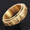 Classic Rotatable Ring Men Women Golden Titanium Steel Domineering Ring Om Mani Padme Hum Vintage Fashion Charm Trend Rings