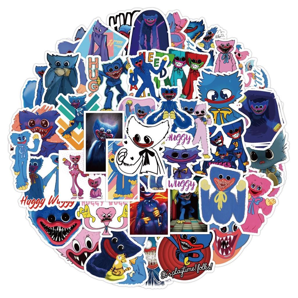 50 Pvc Pcs Poppy Playtime Huggy Wuggy Waterproof Stickers Cartoon Graffiti Anime