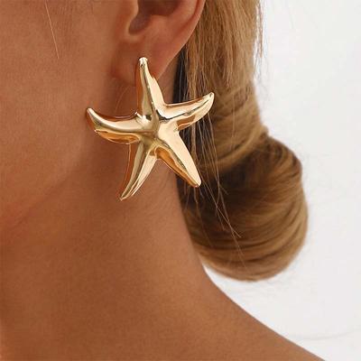 2025 New Fashion Big Starfish Shell Stud Earrings for Women Bohemian Gold Color Star Drop Earrings Jewelry Accessories