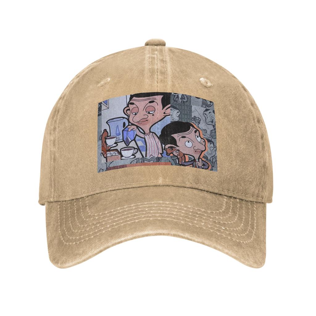 Mr. Bean Cartoon Denim Fabric Cap Casual Baseball Caps Adjustable Hat Summer Unisex Baseball Hats
