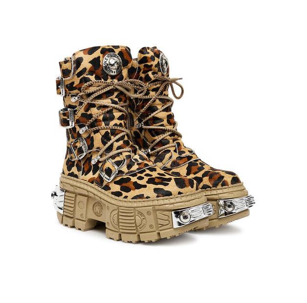 Beige NEW ROCK M-WALL373 Ankle Boots