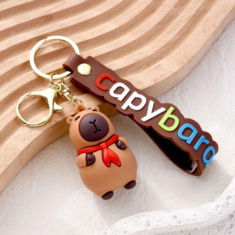 Capybara PVC Pendant Simulation Capybara PVC Keychain Cute With Turtle Anime Keyrings Bag Pendant