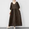 Krátký rukáv Plus size Bavlněné vintage květinové nové šaty pro ženy ležérní volné dlouhé letní šaty