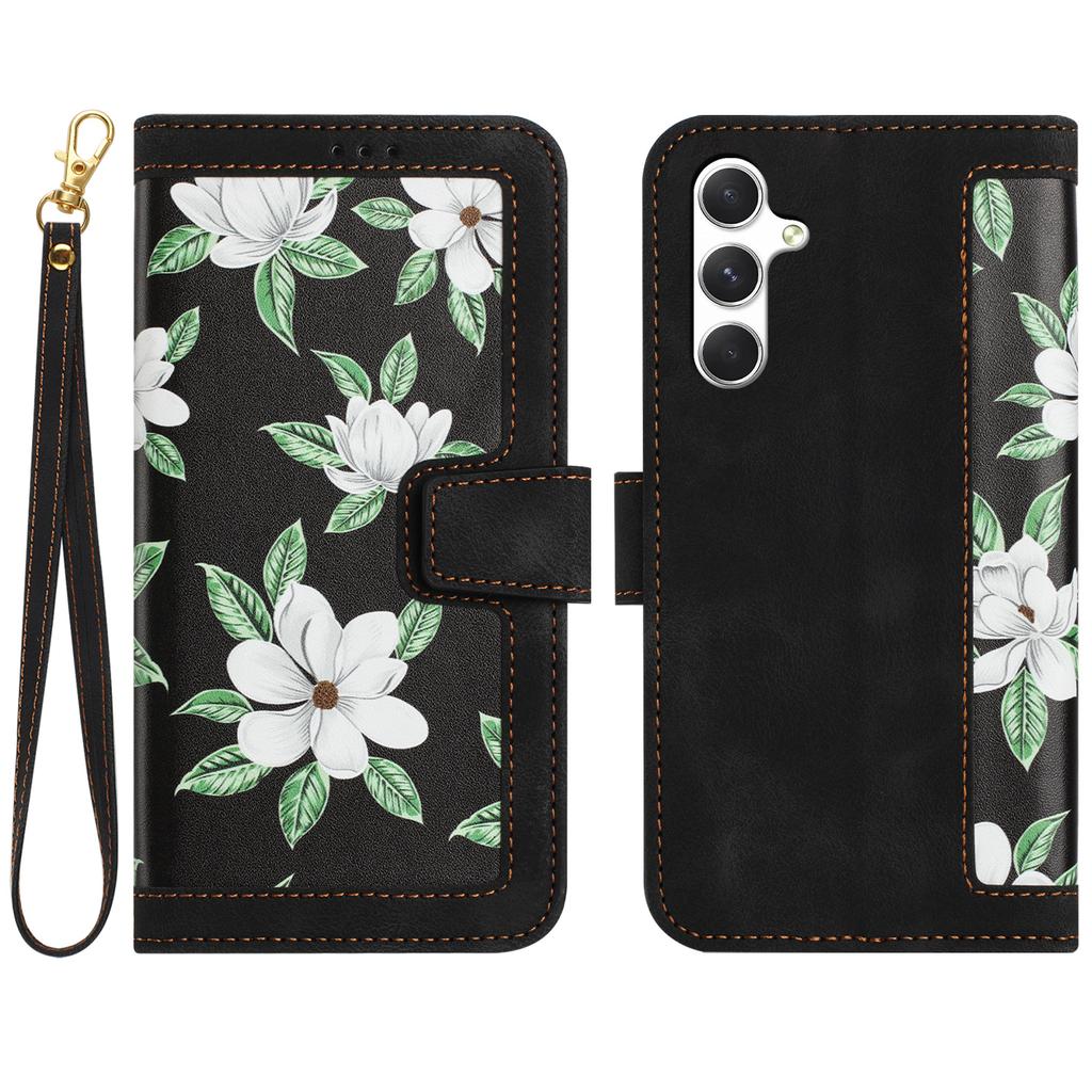 For Samsung Galaxy A56 5G Case PU Leather Floral Phone Cover with Card Slots
