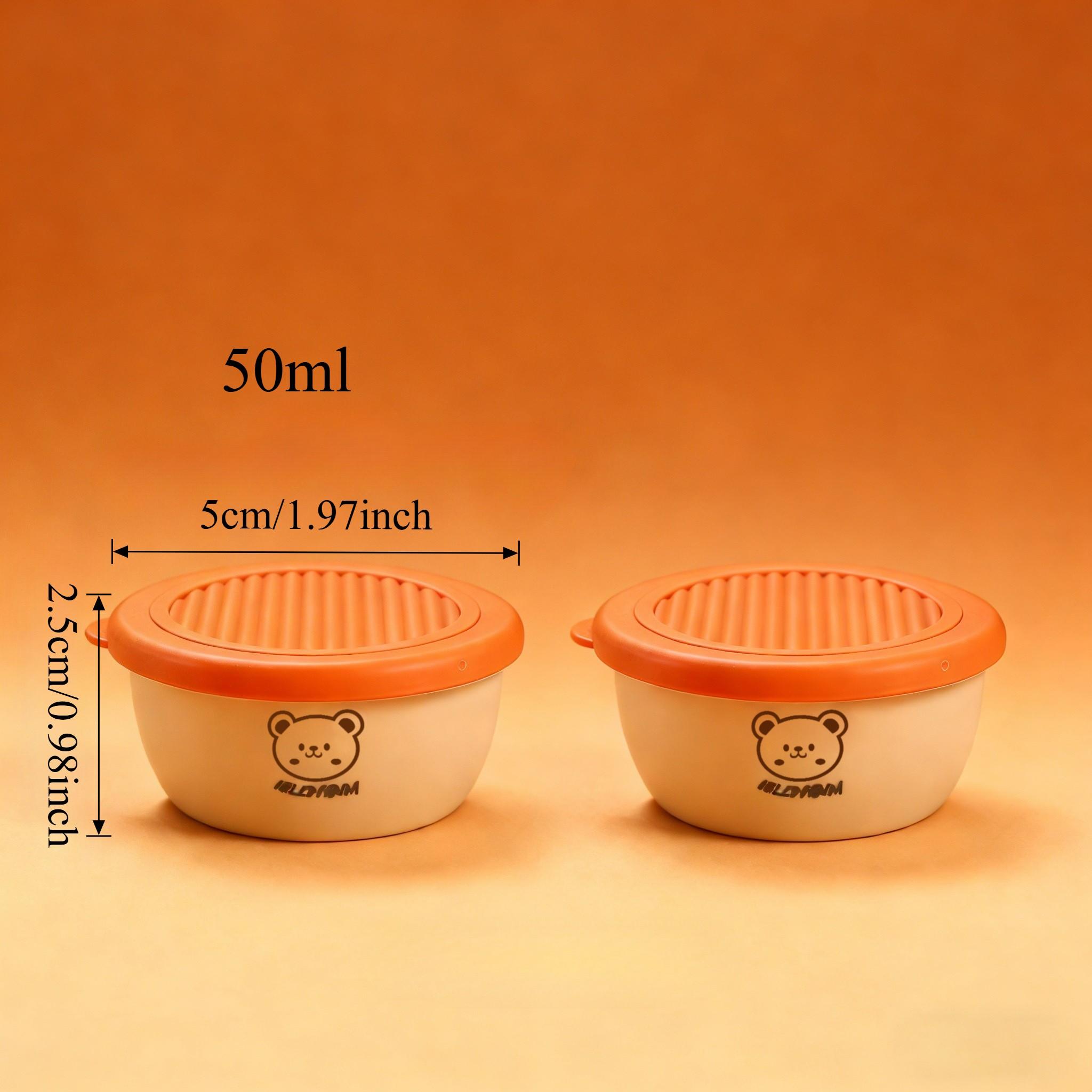 2/6Pcs Mini Plastic Dressing Sauce Container Reusable Round Dipping Sauce Cup With Lid Outdoor Portable Leak-proof Sauce Box