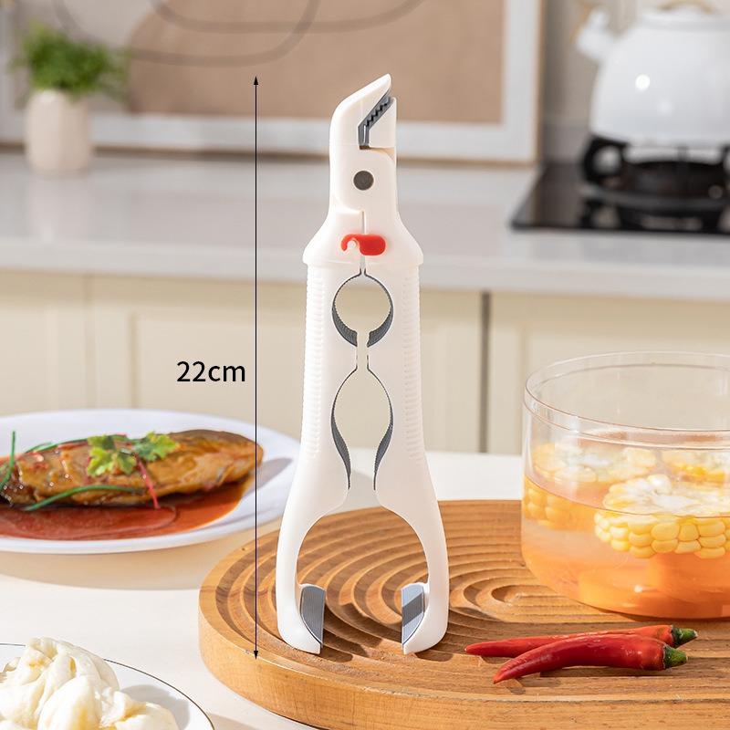 Three-in-one silicone heat-resistant bowl clip, kitchen clip, plate clip, dual-purpose anti-slip bowl tongs, household creative plate lifter белый