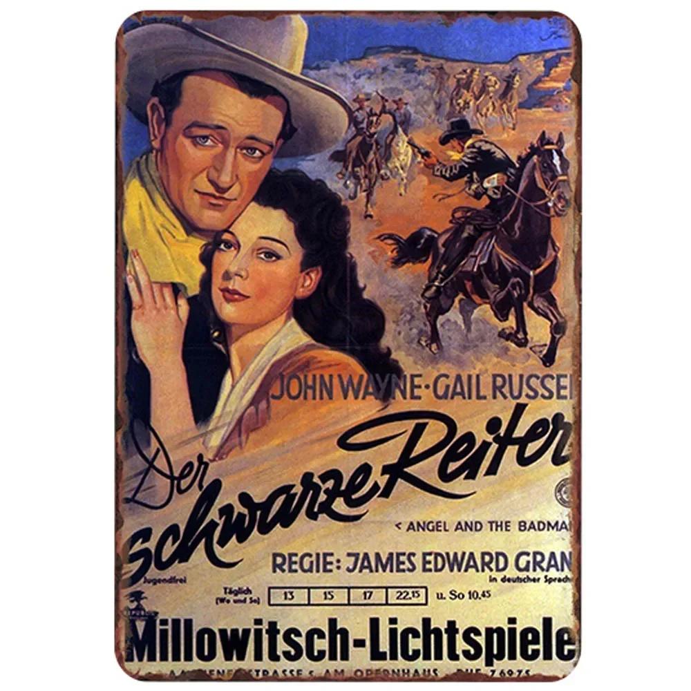 Καουμπόι Τζον Γουέιν Vintage Shabby Chic Metal Λευκοσίδηρος Ταινίες με αφίσα Μεταλλικές σιδερένιες επιγραφές Ρετρό Παμπ Μπαρ Κινηματογράφου Διακόσμηση τοίχου 20x30 εκ.