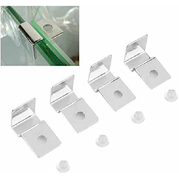 TOPINCN 4Pcs Aquarium Cover Bracket Stainless Steel Fish Glass Cover Clips Fish Lid Holder Support(10mm)
