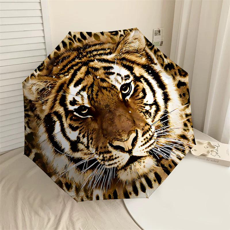 

1PC Tiger Print Umbrella-8-Rib Reinforced, Automatic Open, Lightweight & Durable, Cute Fashion Accessory for Outdoor-P55