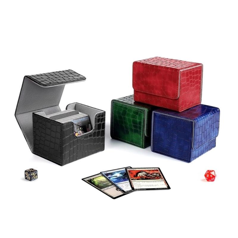 Magnetic Playing Cards Deck Card Storage Box for Game Cards Storage PU Leather Deck Card Box Card Deck Case Cards Box