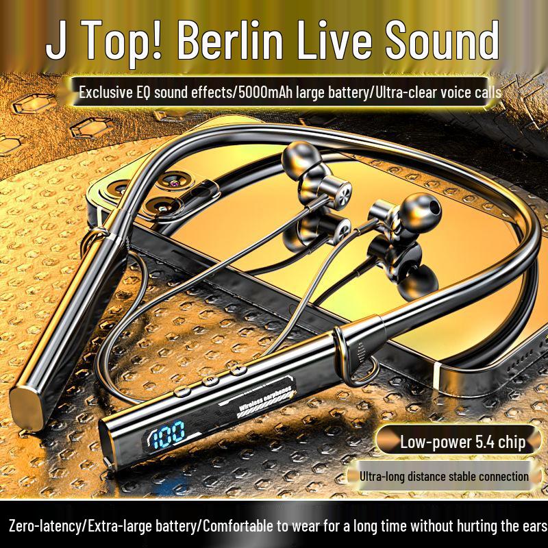 2025 Neckband Bluetooth Earbuds: Long Battery, Noise-Cancelling, Waterproof, Bass-Boosted for Running & E-sports