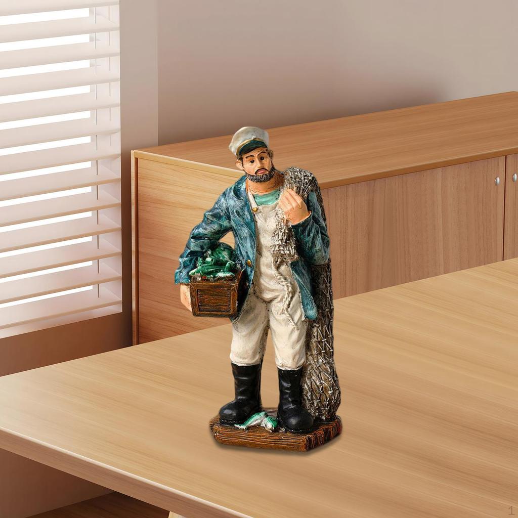 Figurka námořníka Socha rybáře Pryskyřičná řemesla Námořní unikátní stolní ozdoba Socha pro obývací pokoj