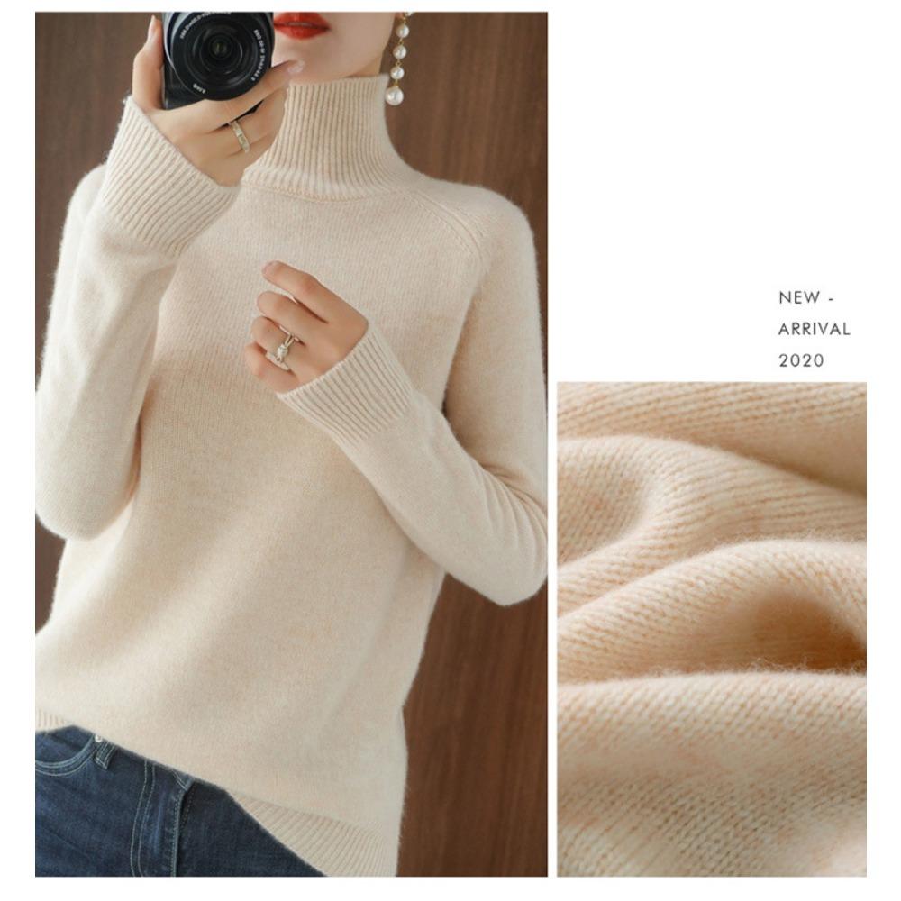 Stand Collar Sweater Women Autumn Winter Thick Korean Style Solid Color Pullover Loose Knit Long Sleeve Base Layer