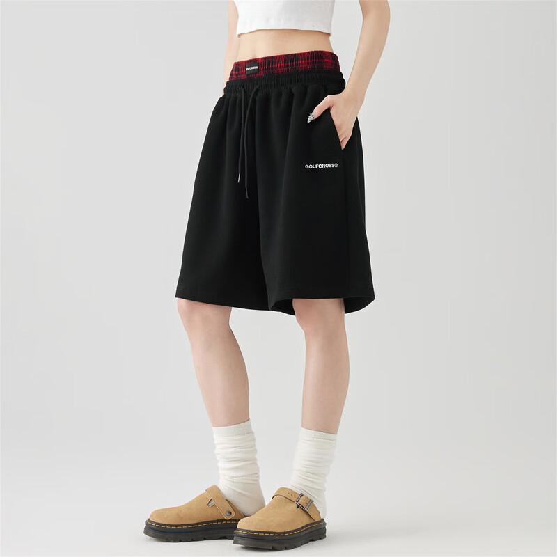 

GOLFCROSS Unisex Drawstring Faux Two-Piece Casual Shorts L