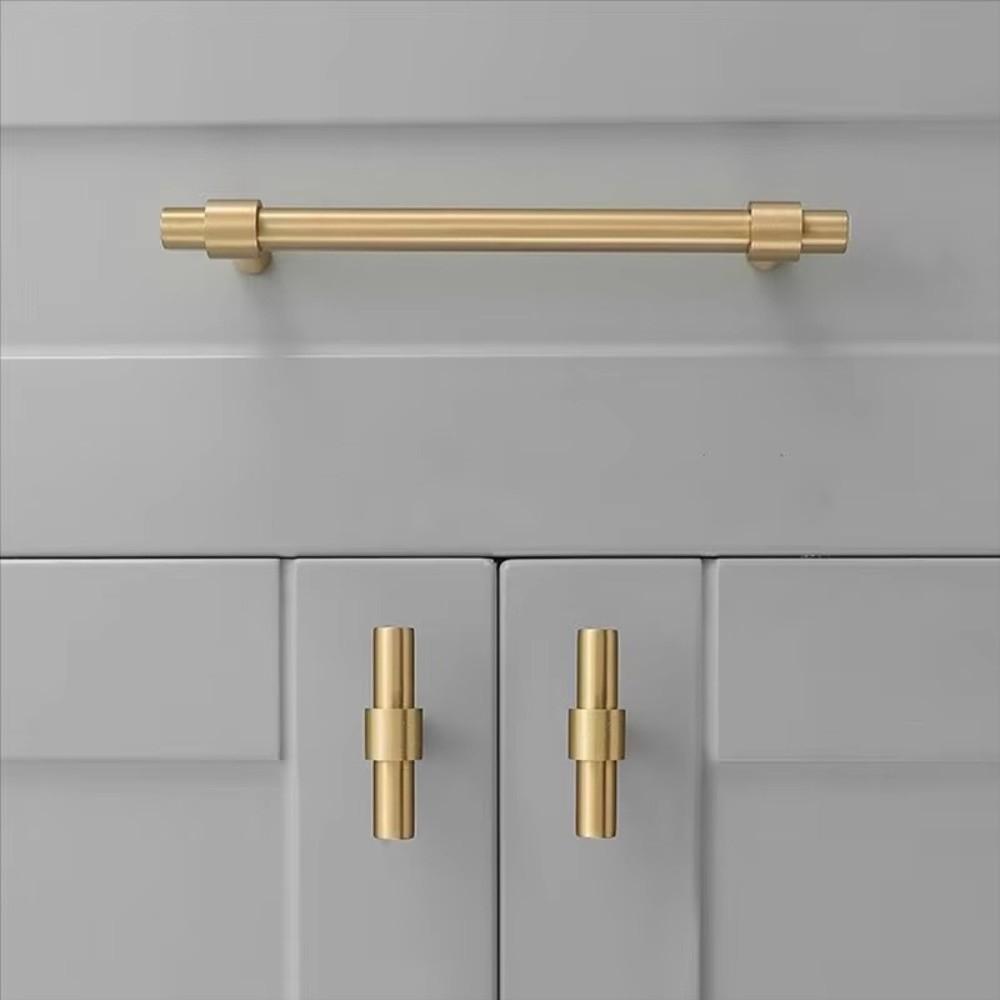Satin Brass Drawer Pulls T Shape Furniture Handles Modern Pull Handles Kitchen Cabinet Wardrobe