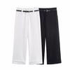 Kaslead New Women clothes Western Style Versitile Fashion Simple Belt Curling Casual Trousers