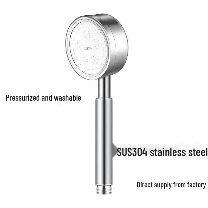 304 Stainless Steel Pressurized Shower Set with Handheld Head, Hose, and Descaling Feature