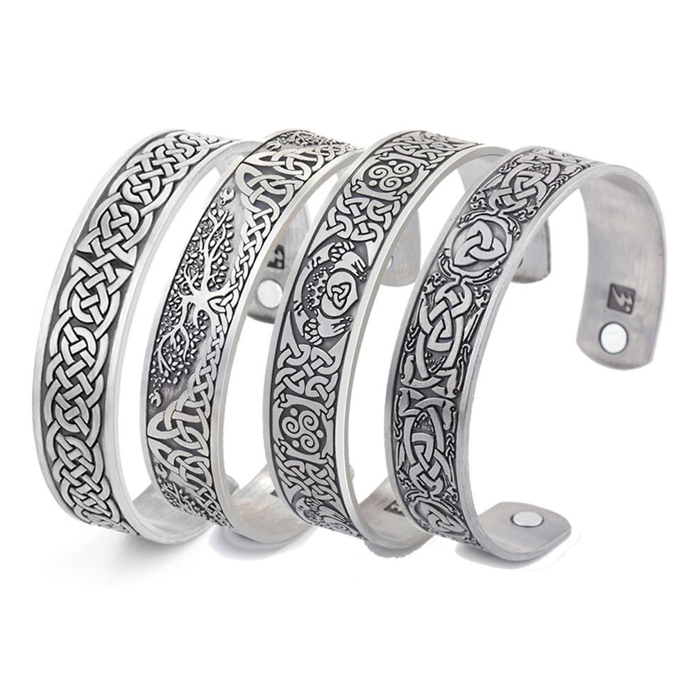 Talisman Gesundheitsarmbänder Lebensbaum Glücksknoten Runen Dreifaltigkeit Magnetische Armspangen Damen Herren Verstellbares Armband