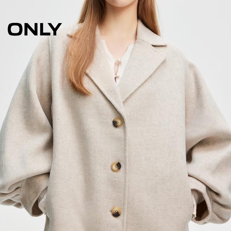 ONLY Women's 2024 Autumn Double-faced 100% Wool Mid-length Coat