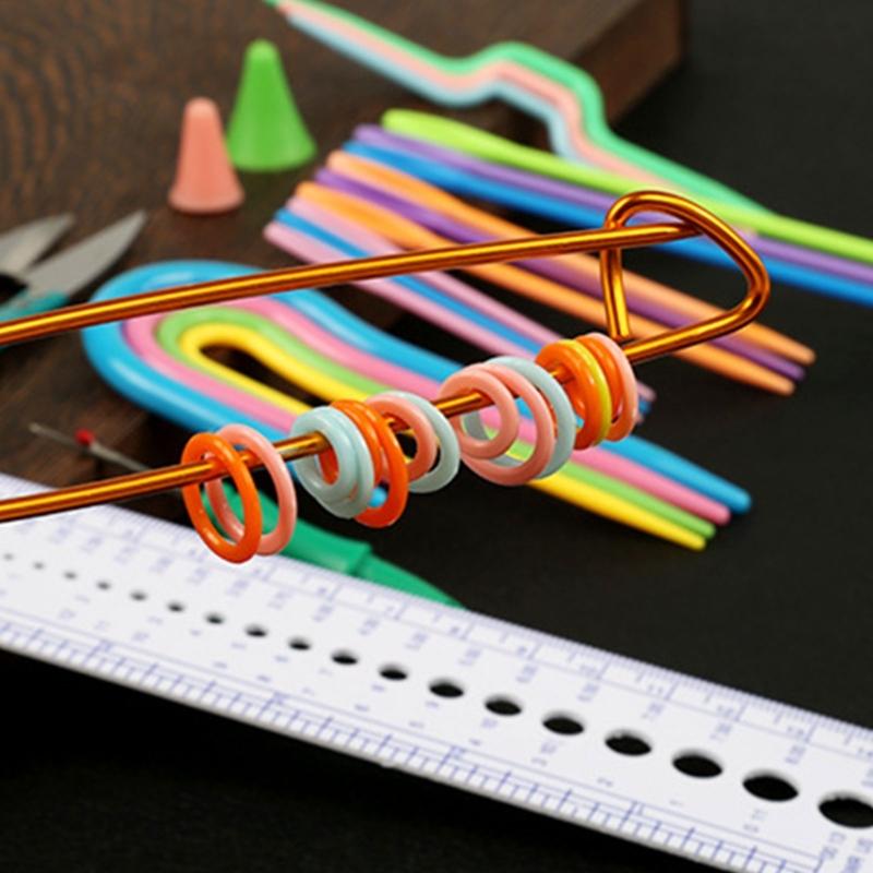 Colorful Knitting Crochet Hook Needle Clips Weaving Tools Kits with Storage Bag for Knit Scarf Sweater Sock DIY Knitting