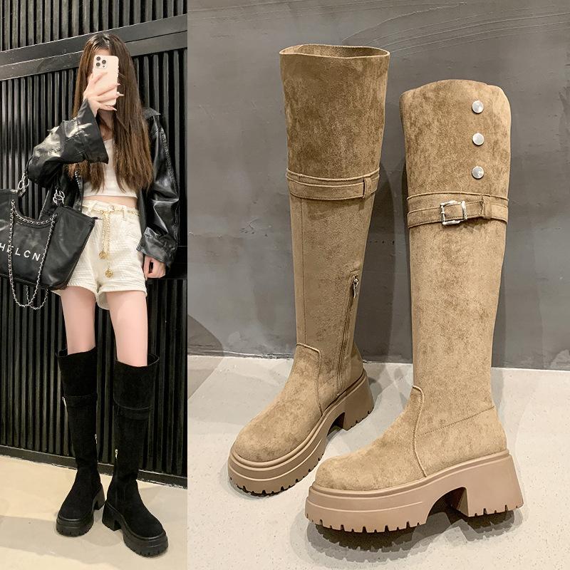 Maillard two wear folded thick-soled boots children's new thick-heeled knee knight boots in autumn and winter 2025