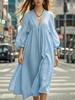 European & American Spring/Summer Women's Casual Lantern Sleeve Maxi Dress
