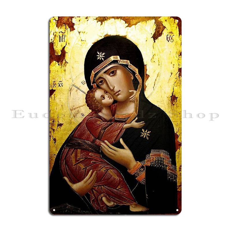 

Virgin Mary Theotokos Mother Of God God Bearer Metal Sign Party Wall Mural Iron Wall Decor Club Tin Sign Poster 20x30cm（7.8x11.8inch）