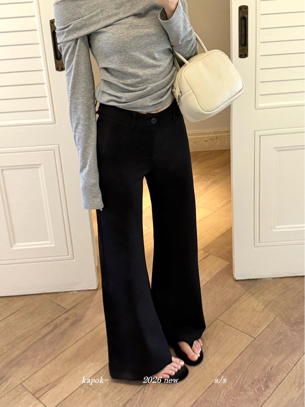 

Thirteen Rows [KAPOK] Early Spring Slimming Versatile Drape Straight-Leg Casual Pants 26308 Small чёрный