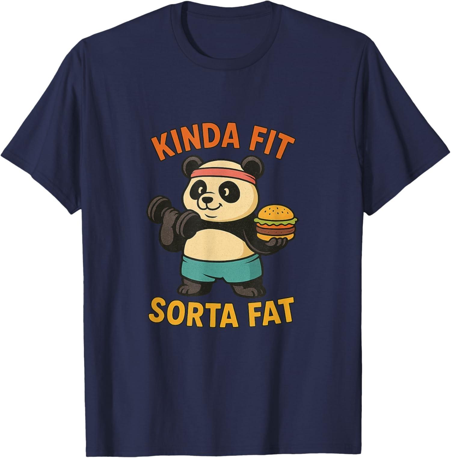 Kinda Fit Sorta Fat Funny Gym Cute Panda Unisex T-Shirt S разноцветный