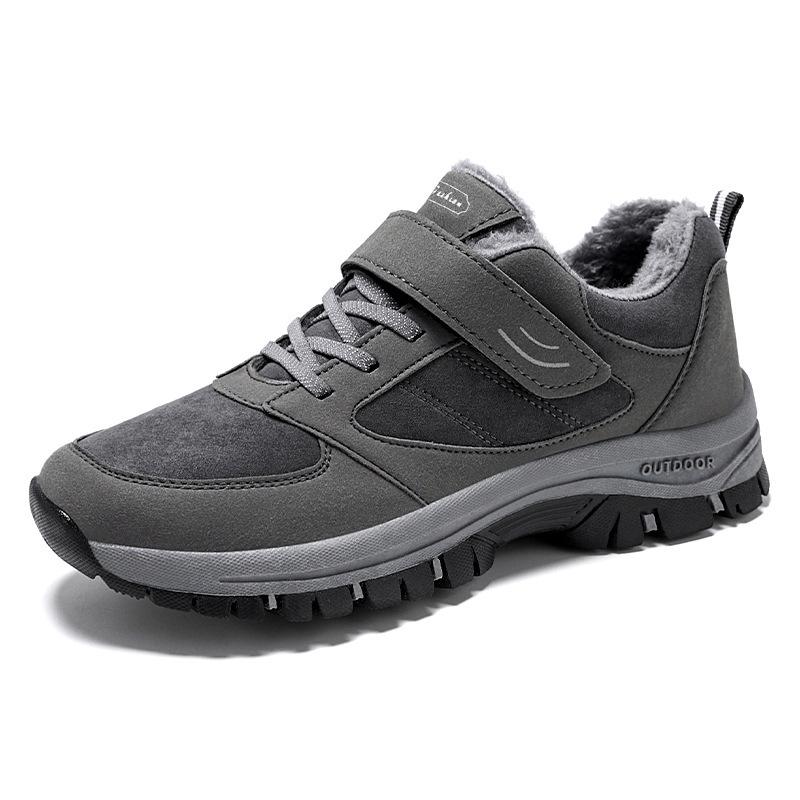 Men's boots winter new Velcro strap-free middle-aged and elderly cotton boots piled thickened warm and healthy snow boots